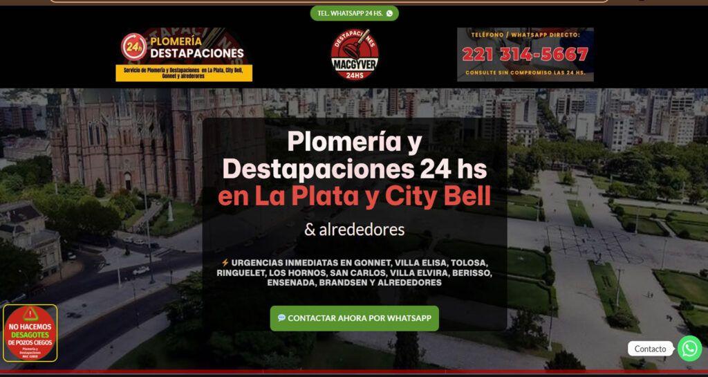PLOMERIA DESTAPACIONES EN LA PLATA DISEÑO DE PÁGINA WEB + CAMPAÑA DE GOOGLE ADS
